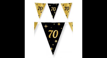 70 jaar Leeftijd verjaardag vlaggetjes - 3x - zwart/goud - 10 meter
