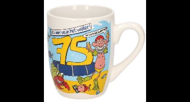 75 jaar verjaardag koffie mok/beker - Funcadeau - 300 ml - cartoon