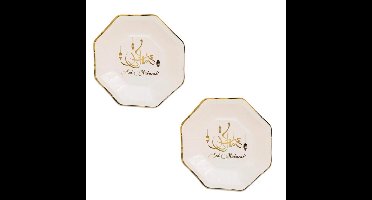8x stuks Ramadan Mubarak thema bordjes wit/goud 23 cm