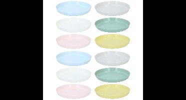 Alpina borden - 12x - D18,5 cm - gekleurd - kunststof - herbruikbaar