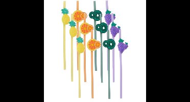 Alpina Hawaii/Fruit thema feest drinkrietjes - 12x stuks - 22 cm