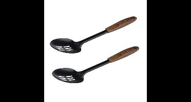 Alpina Keukengerei schuimspaan opscheplepel - 2x - zwart - 28cm