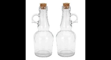 Alpina Olie-en azijnfles set - met kurk - glas - 250 ml