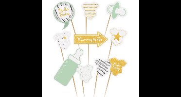 Amscan Babyshower foto prop set - 10x - rompertje/flesje