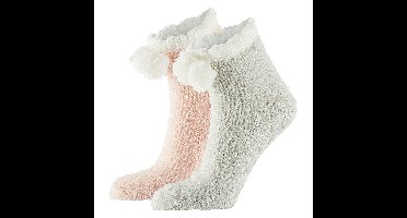 Apollo bedsokken / huissokken - dames - 2-pack - roze/wit