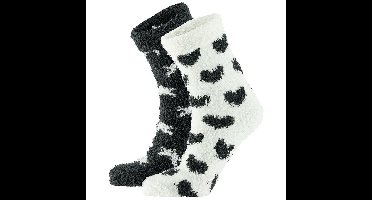 Apollo bedsokken / huissokken - dames - 2-pack - zwart/wit
