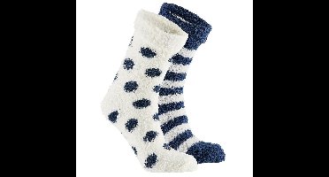 Apollo bedsokken / huissokken - kinderen - 2-pack - navy/wit