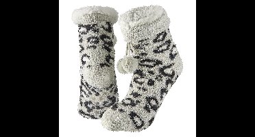Apollo Huissokken luipaard print - zwart - dames - one size - 36/41