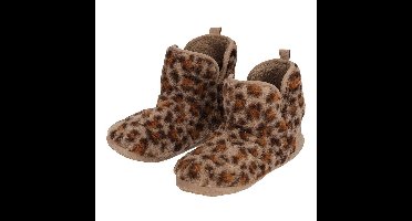 Apollo kindersloffen - luipaard - donkerbruin - pantoffels - antislip
