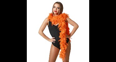 Atosa Carnaval verkleed boa met veren - oranje - 180 cm - 45 gr