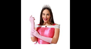 Atosa Verkleed handschoenen dames - lichtroze - one size - lang model