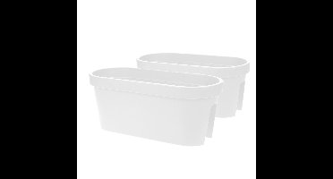 Balkon plantenpot/bloempot - 2x - wit - 60 x 25 cm - kunststof