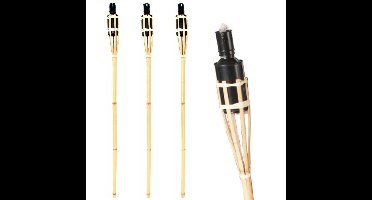 Bamboe tuinfakkel - 3x - 90 cm - Tuin deco/verlichting - Oliefakkels