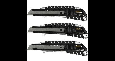 Benson Afbreekmes - 3x - werkmes - snijmes - 18 mm - staal - zwart