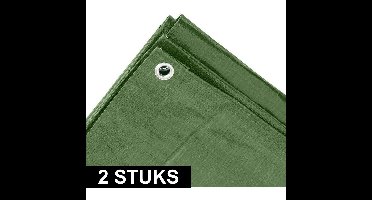 Benson afdekzeil - 2x - groen - 3 x 5 m - bevestiging ogen