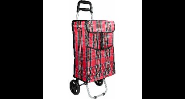Benson Boodschappentrolley - rood/ruit - 92 x 34 x 27 cm - 40 liter