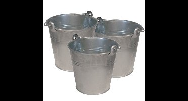Benson Emmer - 3x - zink - plantenpot - met handvat - 12 liter