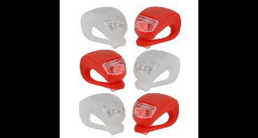Benson fietsverlichting/fietslampjes set - 6x - LED - siliconen