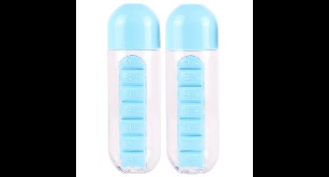 Benson Fles - 2x - medicijnen doos/pillendoos - 600 ml - 7-vaks - 23cm