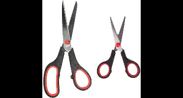 Benson huishoud/keukenschaar - zwart/rood - rvs/kunststof - 13/22 cm