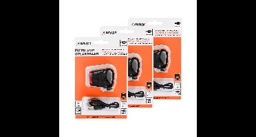 Benson LED fietslamp - 3x - rood - USB oplaadbaar - waterbestendig
