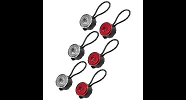 Benson LED fietslamp set - 3x volledig - rond - rood/wit - 30 mm