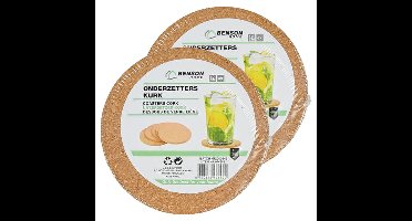 Benson Onderzetters - set van 12x - kurk - 10 cm - rond