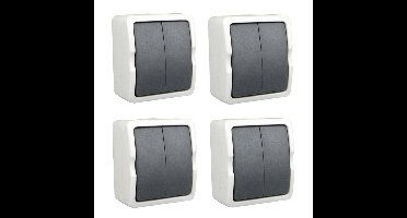 Benson Schakelaar - 4x - dubbel - opbouw - IP54 - spatwaterdicht
