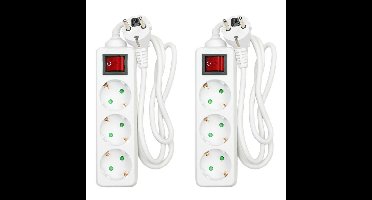 Benson Stekkerdoos 3-voudig - 2x - schakelaar - geaard - wit