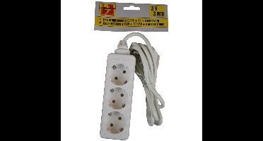 Benson Stekkerdoos - 3-voudig - wit - 3 meter - randaarde