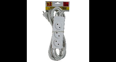 Benson Stekkerdoos 3-voudig - wit - 5 meter - Verlengsnoer