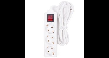 Benson Stekkerdoos - 3-voudig - wit - randaarde en schakelaar - 1,5M