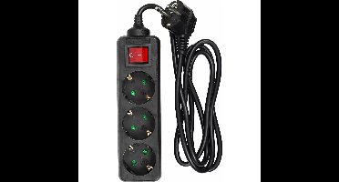 Benson Stekkerdoos - 3-voudig - zwart - 1,5 meter - randaarde