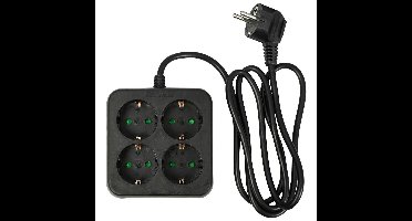 Benson Stekkerdoos 4-voudig - geaard - zwart - 150 cm