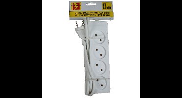Benson Stekkerdoos 4-voudig - wit - 1,5 meter - 230v