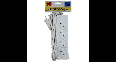 Benson Stekkerdoos - 4-voudig - wit - 3 meter aanloopsnoer