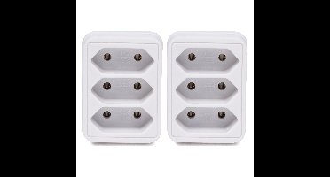 Benson Stopcontact splitter - 2x - triple - wit - 3 platte stekkers