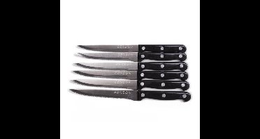 Benson Vleesmessen set - 6x - zwart - RVS/kunststof - 22 cm