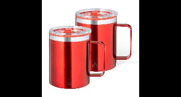 Benson Warmhoudbeker - 2x - thermos beker Barista - rood - 400 ml