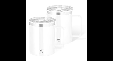 Benson Warmhoudbeker - 2x - thermos beker Barista - wit - 400 ml