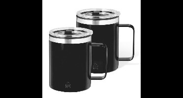 Benson Warmhoudbeker - 2x - thermos beker Barista - zwart - 400 ml