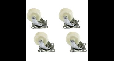 Benson Zwenkwieltjes - 4x stuks - wit - 40 mm - Transportwieltjes