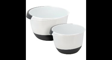 Beslagkom/mengkom/roerkom - 2x stuks - kunststof - wit/antraciet