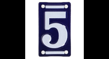 Best for Boots Huisnummer 5 - emaille - 7 x 12 cm - blauw/wit