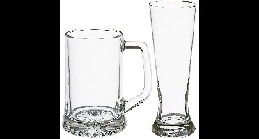 Bierglazen set - bierpullen/pilsglazen fluitje - 8x stuks - glas