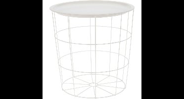 Bijzettafel - wit - rond - metaal - 40 x 40 cm