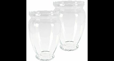 Bloemen vaas - 2x stuks - transparant - glas - H35 cm