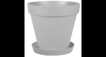 Bloempot Toscane kunststof grijs D40 x H32 cm inclusief onderschaal D35 cm