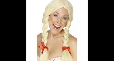 Blonde vlechten pruik verkleed accessoire voor dames - Carnaval