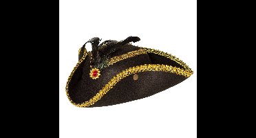 Boland Carnaval verkleed hoed voor een Piraat - zwart/goud - polyester - heren/dames